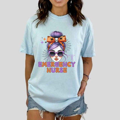 Emergency Nurse Messy Hair Halloween T-shirt