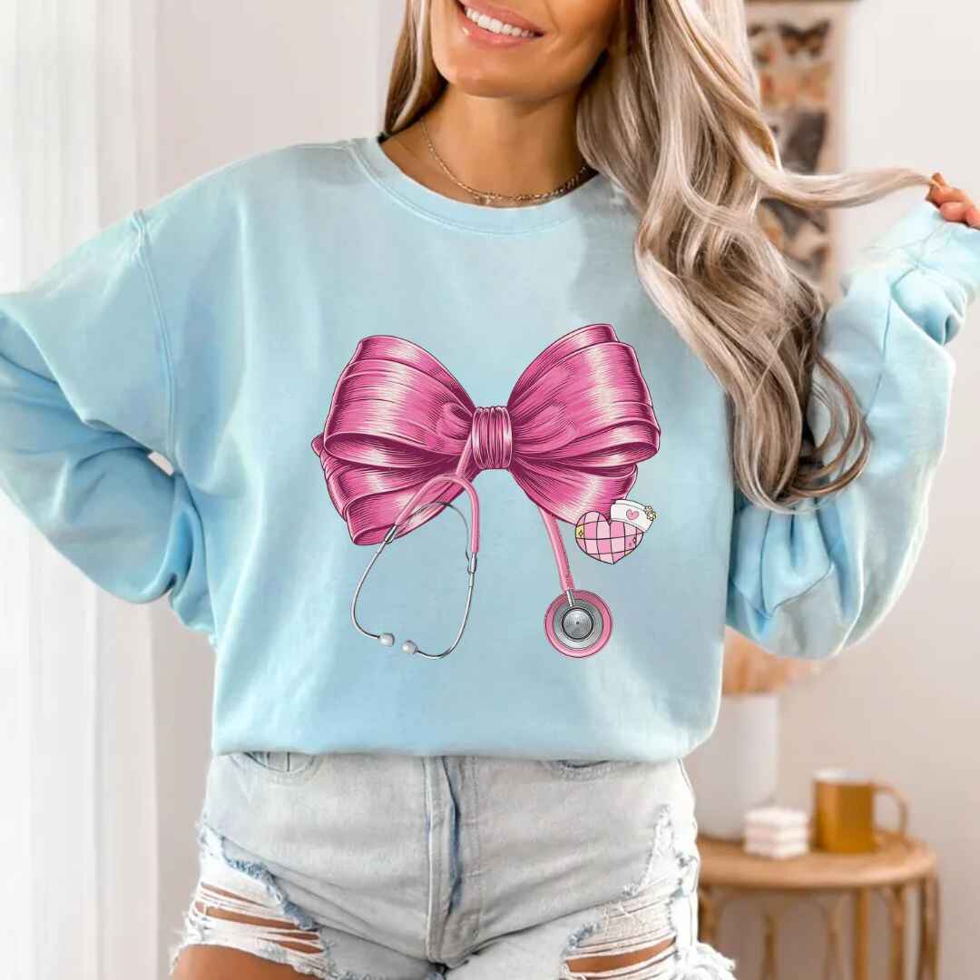 Ribbon Stethoscope Coquette Nurse Sweatshirt