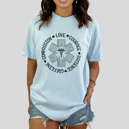 Compassion, Love, Courage Medical Symbol T-shirt