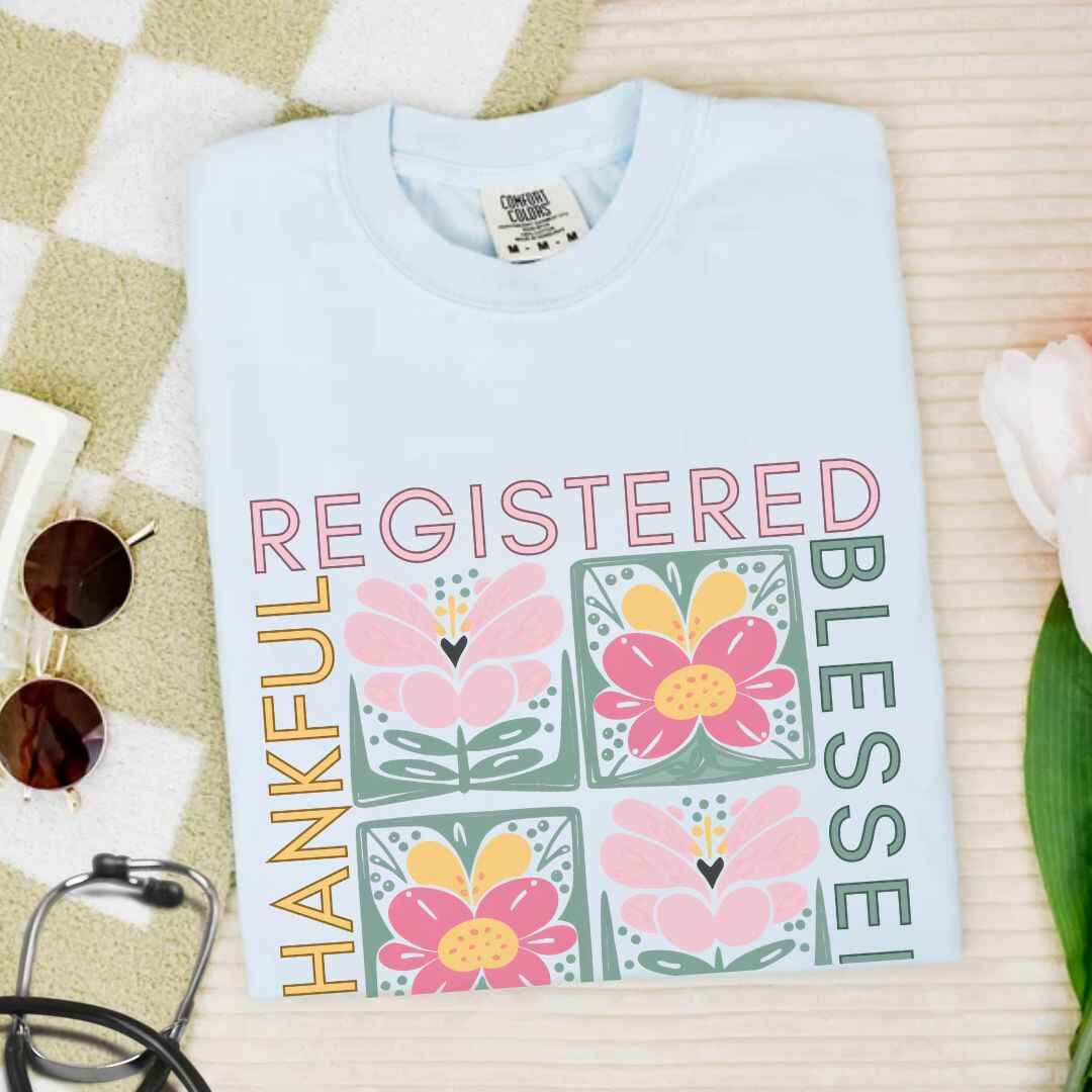 Thankful & Blessed Registered Nurse Fall T-shirt