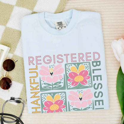 Thankful & Blessed Registered Nurse Fall T-shirt