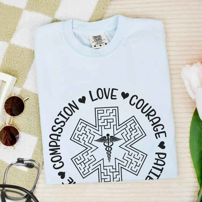 Compassion, Love, Courage Medical Symbol T-shirt