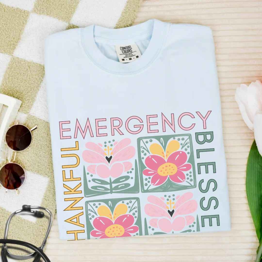 Thankful & Blessed Emergency Nurse Fall T-shirt