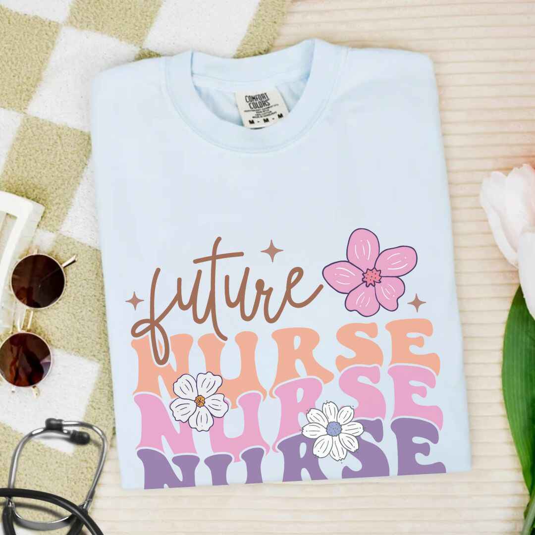 Retro Wavy Future Nurse T-shirt