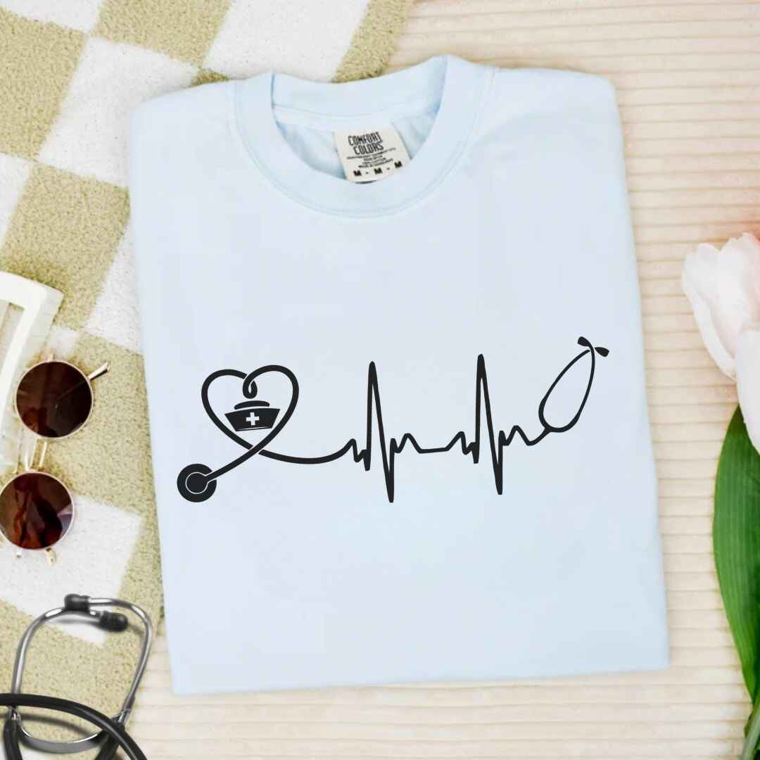 Heart, EKG Stethoscope Minimalist T-shirt