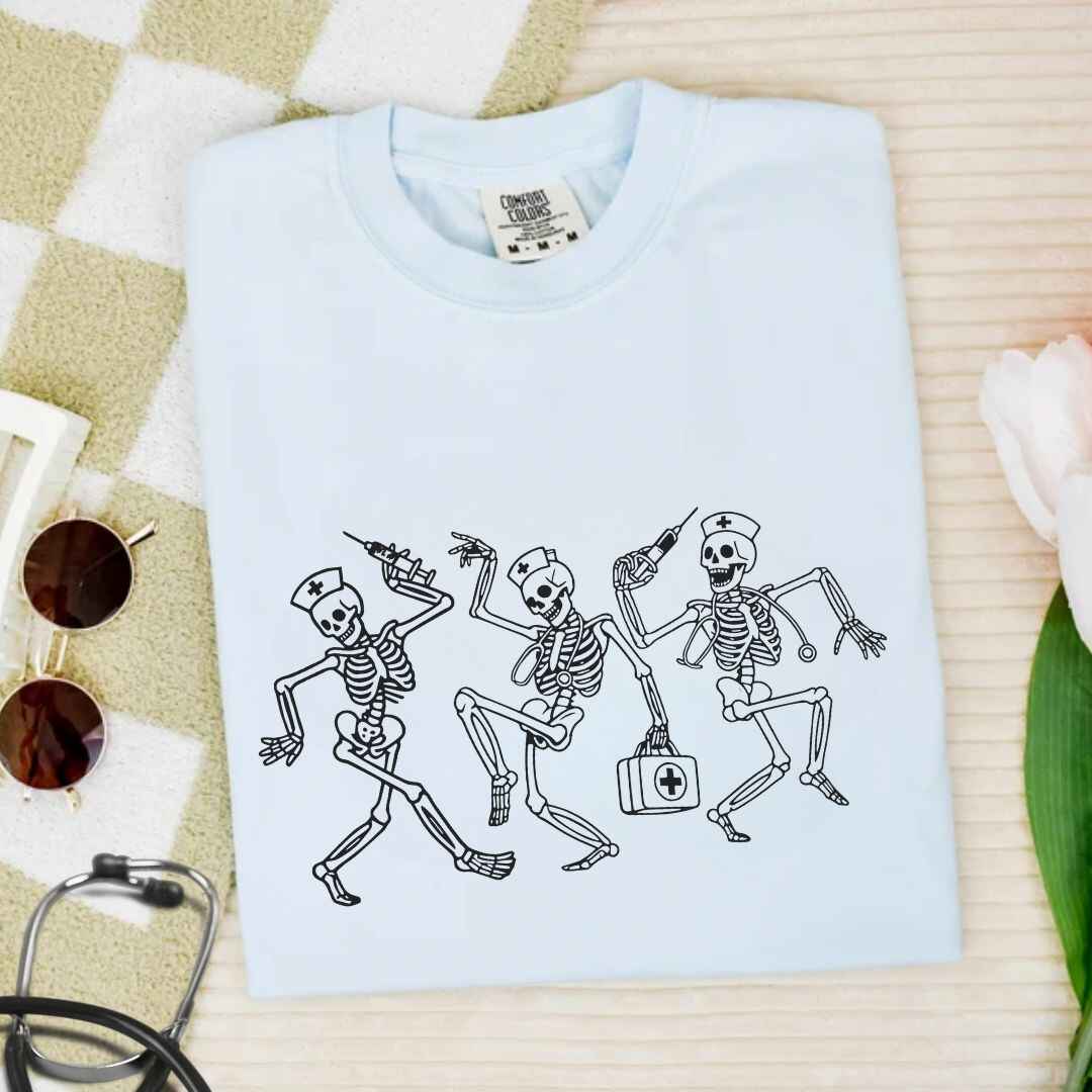 Dancing Skeletons Funny Nurse T-shirt