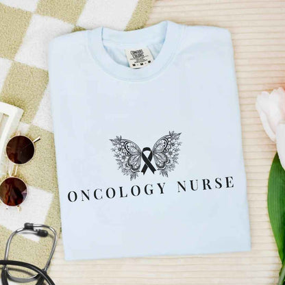 Oncology Nurse Cancer Butterfly Minimalist T-shirt