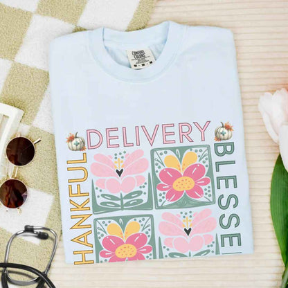 Thankful & Blessed Labor And Delivery L&D Nurse Fall T-shirt