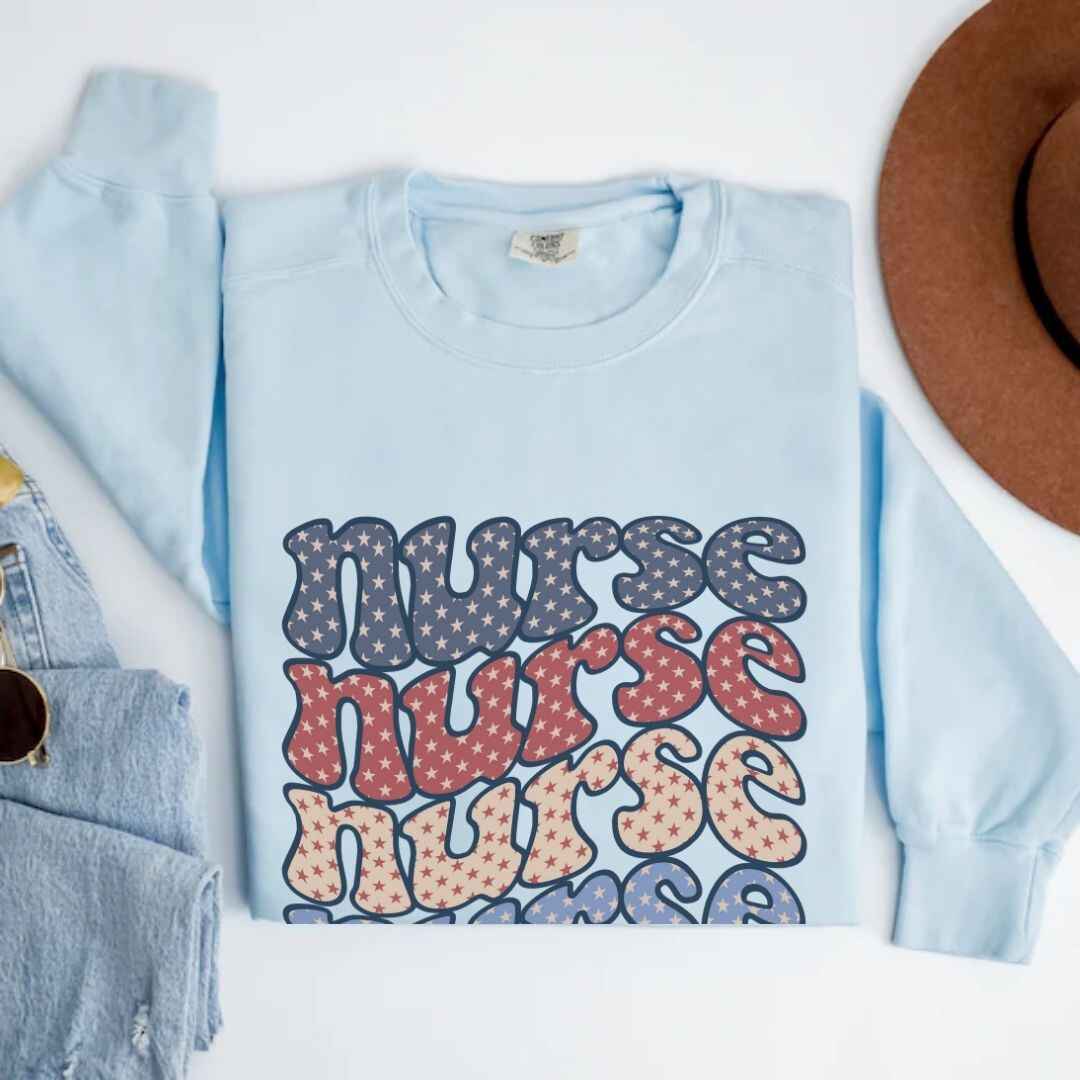 Retro Wavy USA Nurse Sweatshirt