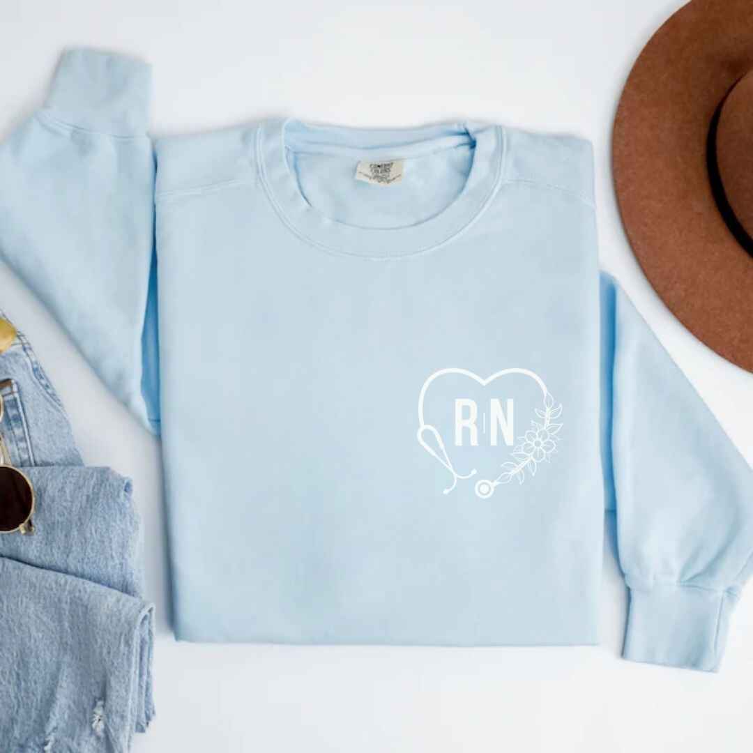 Registered Nurse Heart Stethoscope Pocket Design Sweatshirt