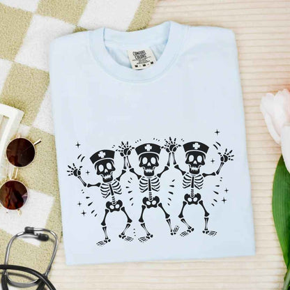 Spooky Dancing Skeletons Funny Nurse T-shirt