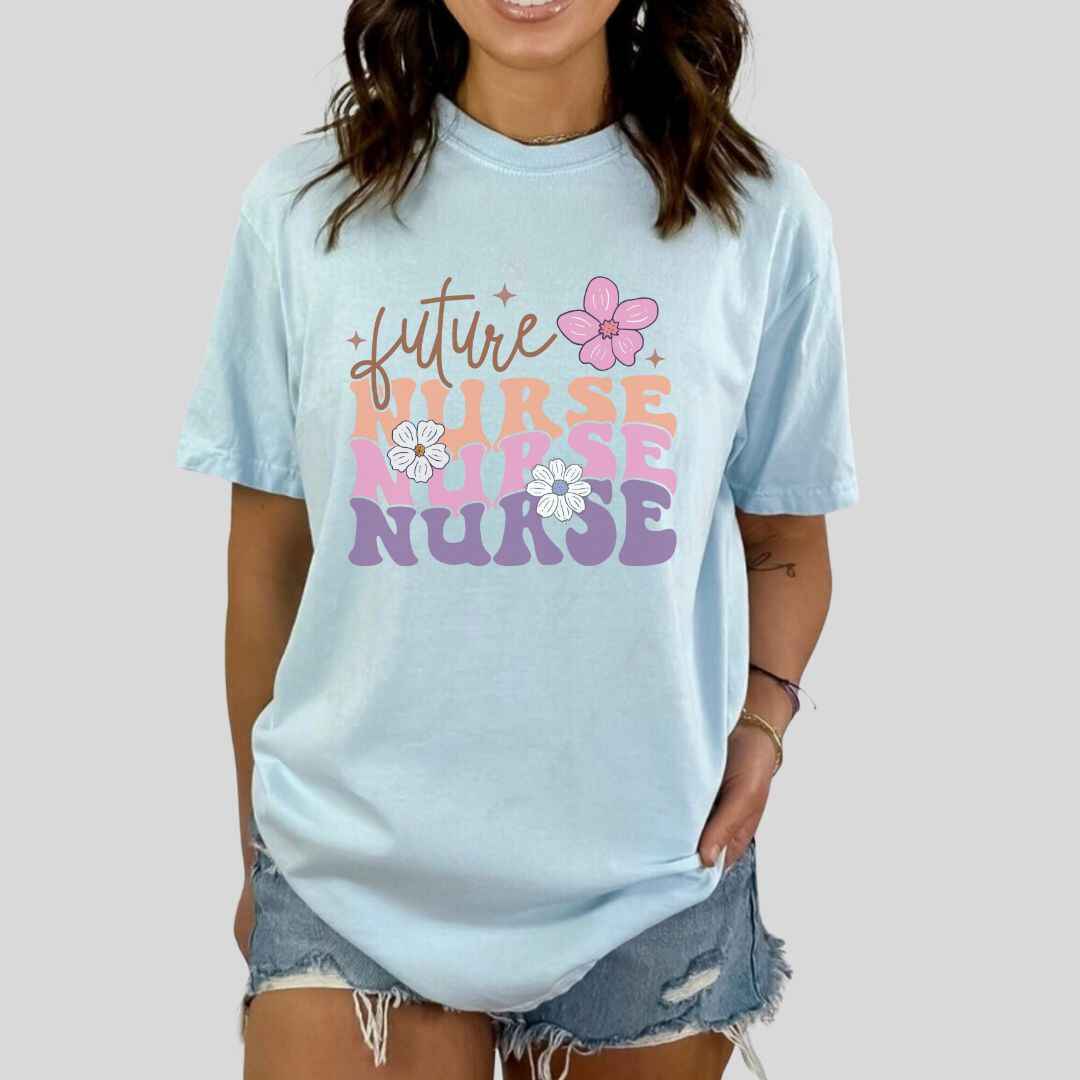 Retro Wavy Future Nurse T-shirt