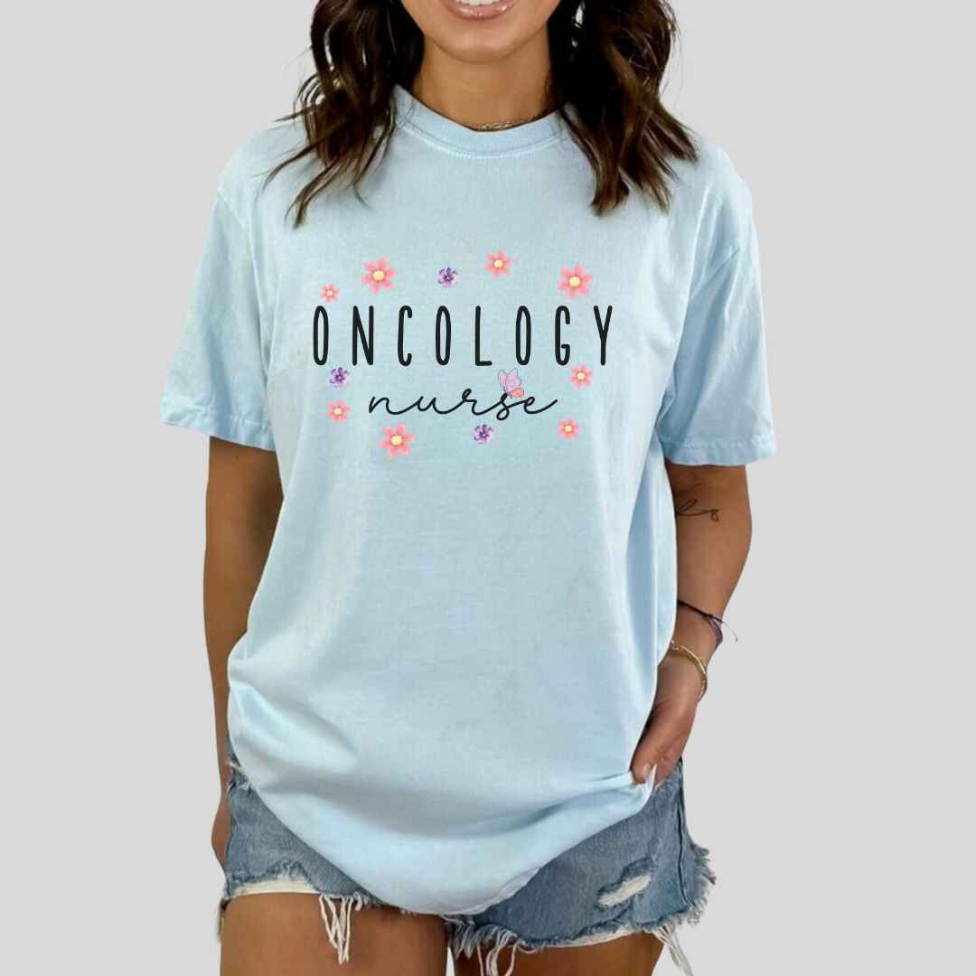 Oncology Nurse Floral T-shirt