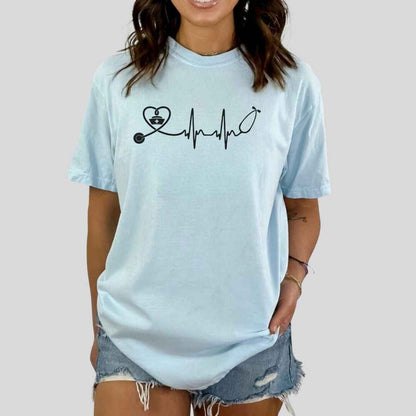 Heart, EKG Stethoscope Minimalist T-shirt