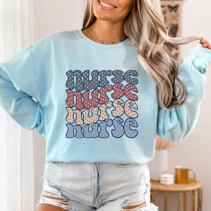 Retro Wavy USA Nurse Sweatshirt