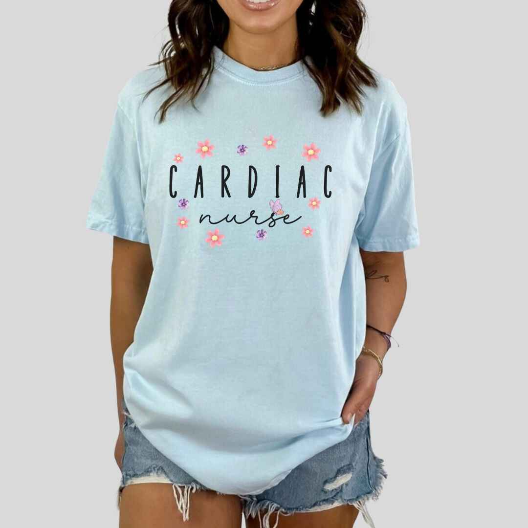 Cardiac Nurse Floral T-shirt