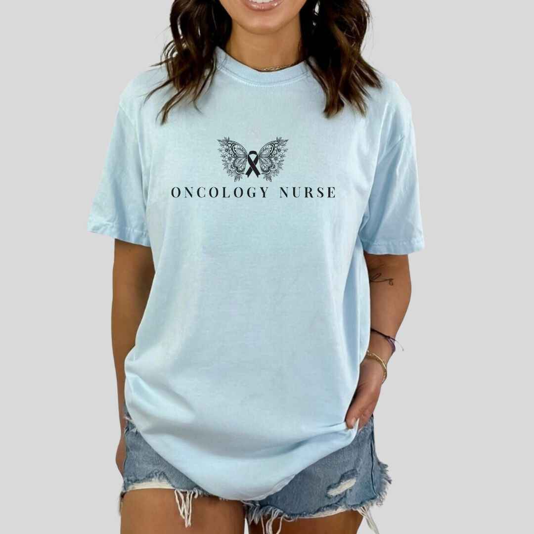 Oncology Nurse Cancer Butterfly Minimalist T-shirt