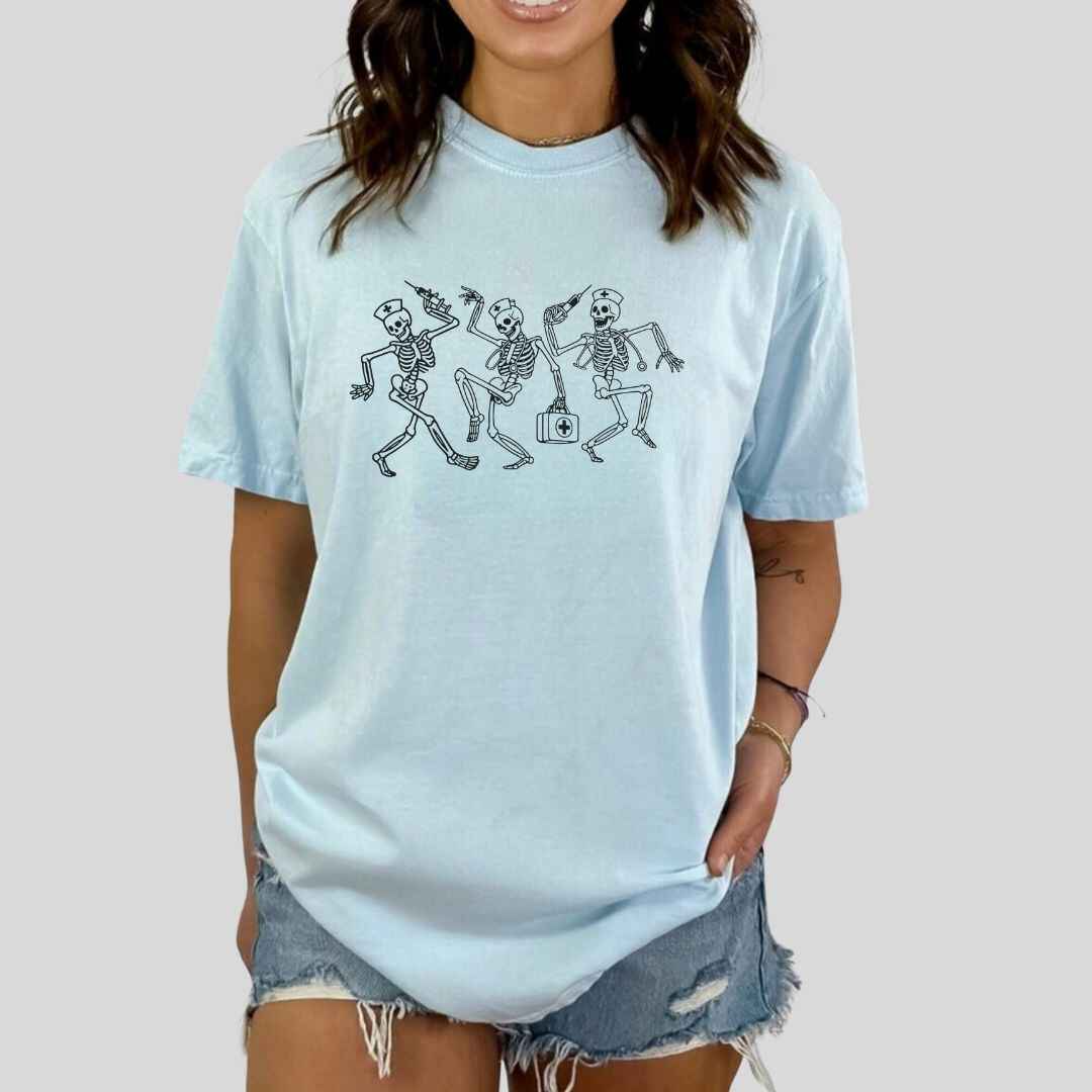 Dancing Skeletons Funny Nurse T-shirt