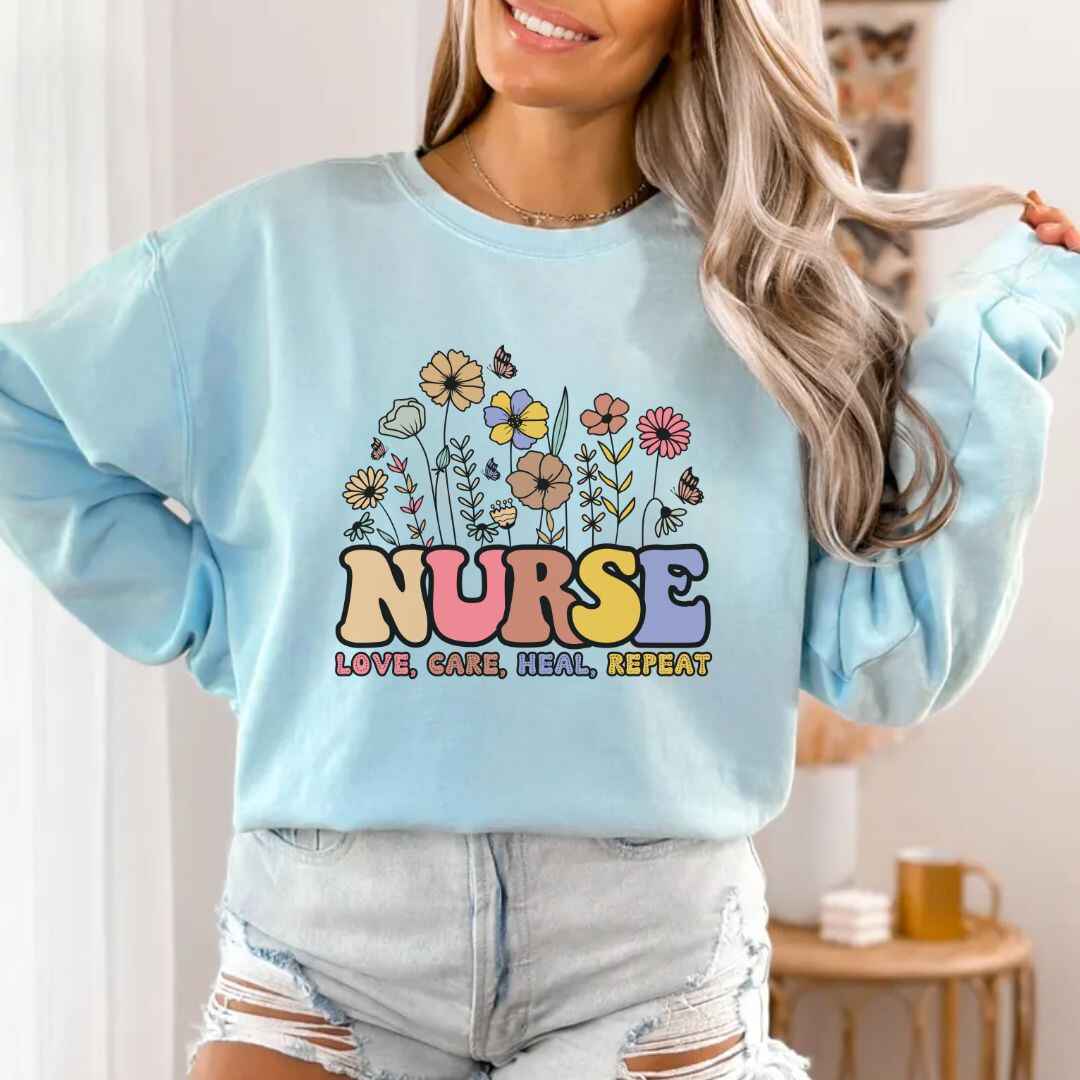 Love, Care, Heal, Repeat Nurse Sweatshirt