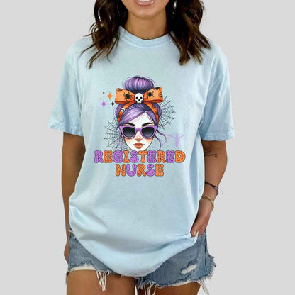 Registered Nurse Messy Hair Halloween T-shirt