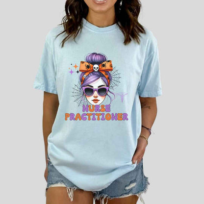 Nurse Practitioner Messy Hair Halloween T-shirt