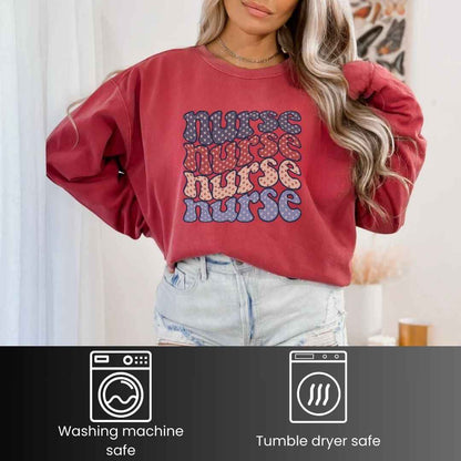 Retro Wavy USA Nurse Sweatshirt