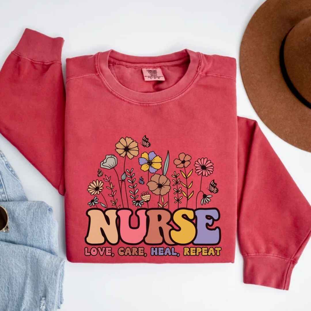 Love, Care, Heal, Repeat Nurse Sweatshirt