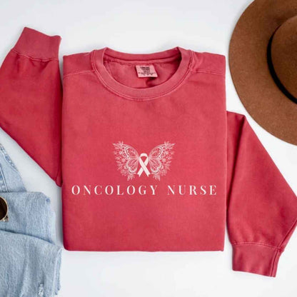 Oncology Nurse Cancer Butterfly Minimalist Sweatshirt