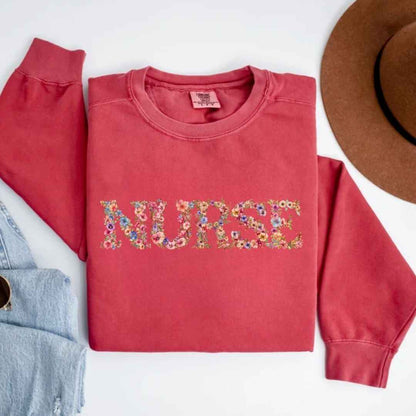 General Nurse Bright Floral Sweatshirt