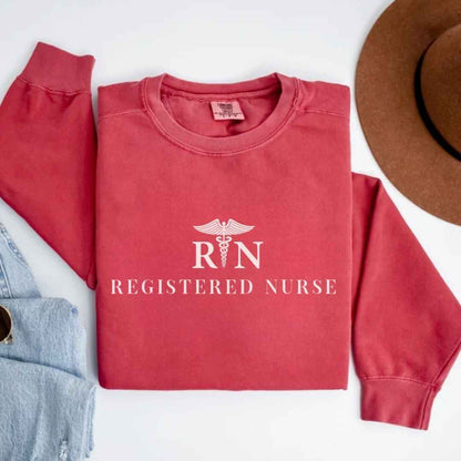 Registered Nurse Medical 'Caduceus' Symbol Minimalist Sweatshirt