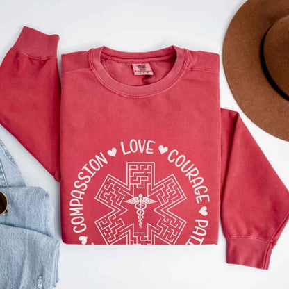 Compassion, Love, Courage Medical Symbol Sweatshirt