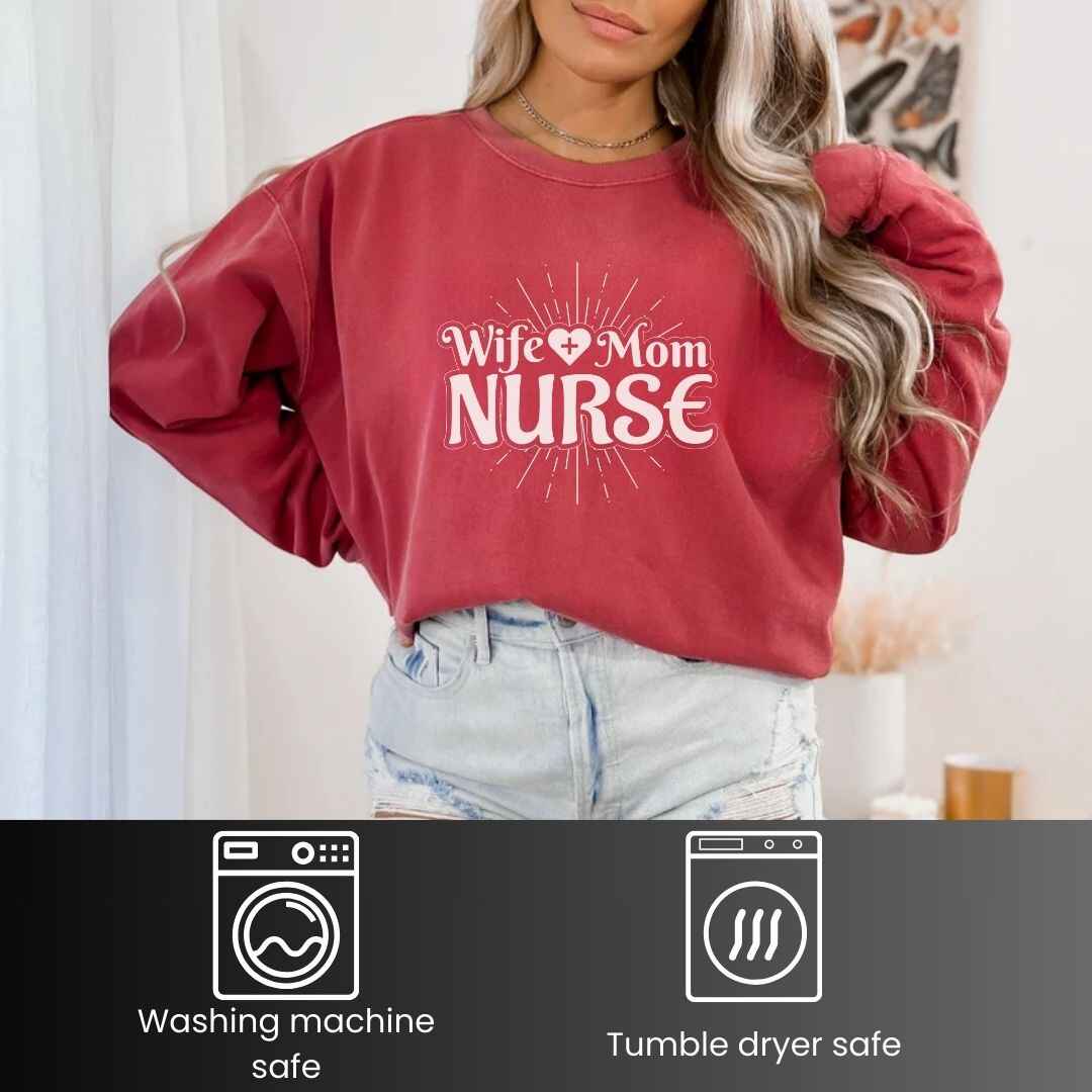 Wife, Mom, Nurse Sun Rays Sweatshirt