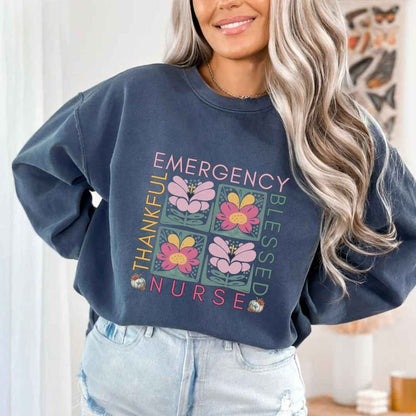 Thankful & Blessed Emergency Nurse Fall Sweatshirt