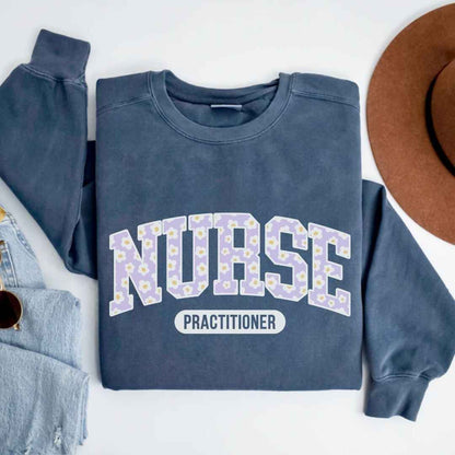 Nurse Practitioner Bright Floral College Sweatshirt