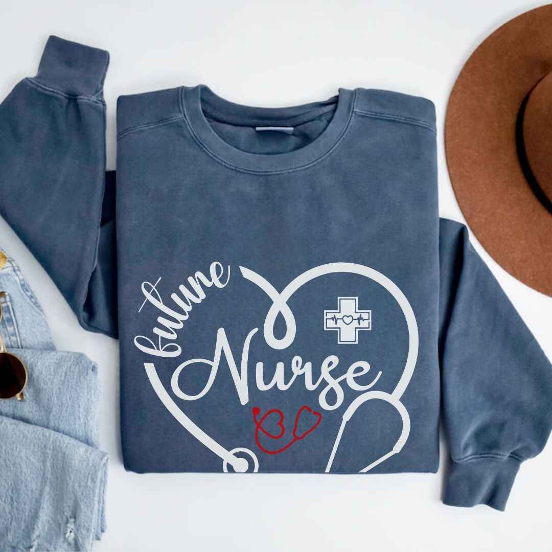 Future Nurse Heart Stethoscope Sweatshirt