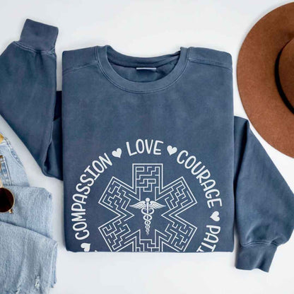 Compassion, Love, Courage Medical Symbol Sweatshirt