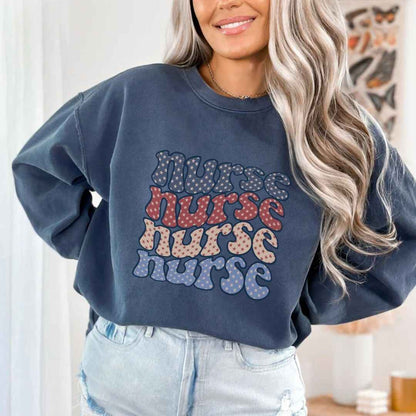 Retro Wavy USA Nurse Sweatshirt