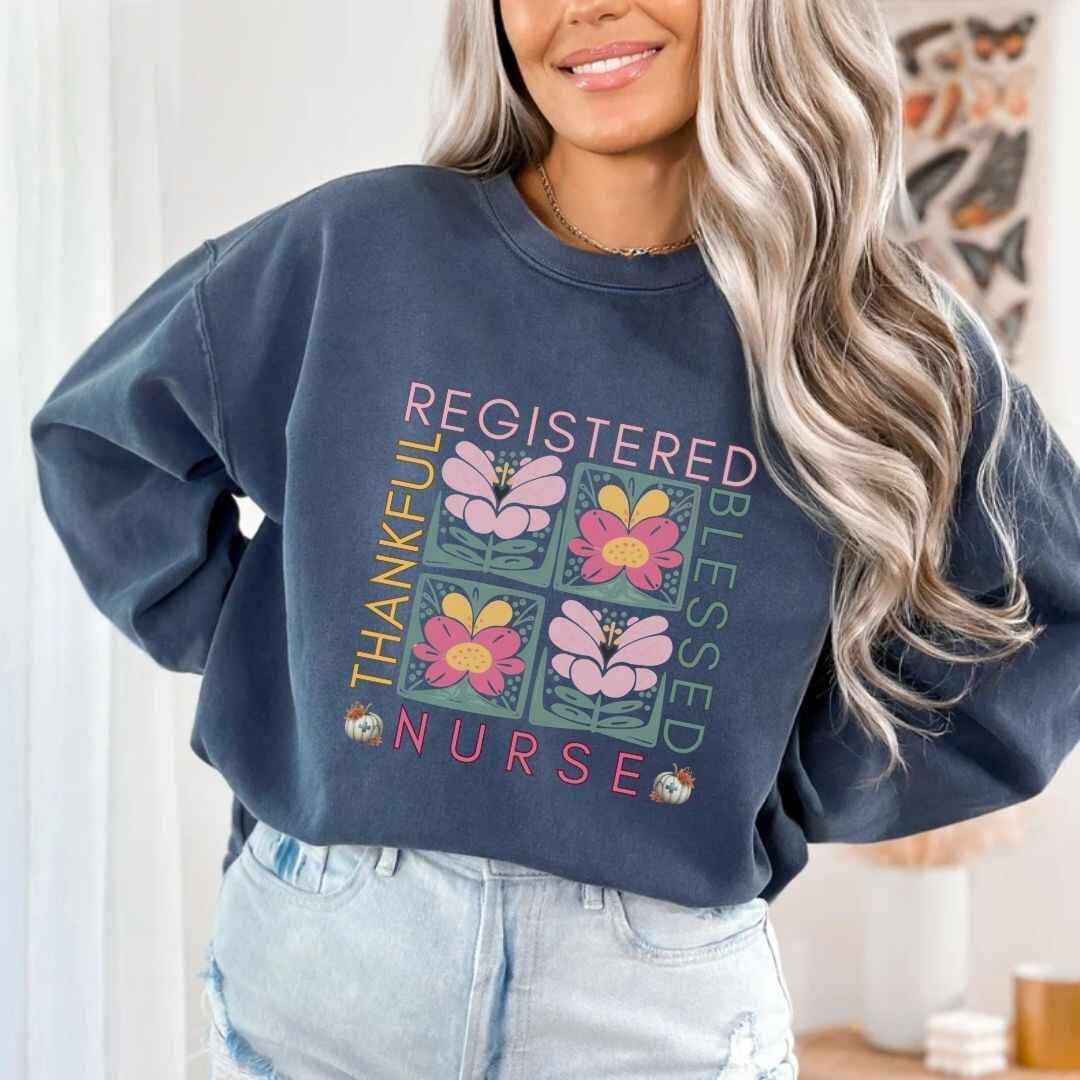 Thankful & Blessed Registered Nurse Fall Sweatshirt