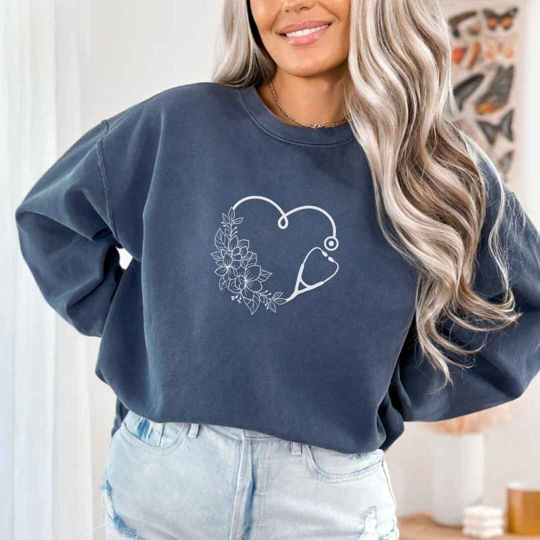 General Nurse Heart Stethoscope Minimal Sweatshirt