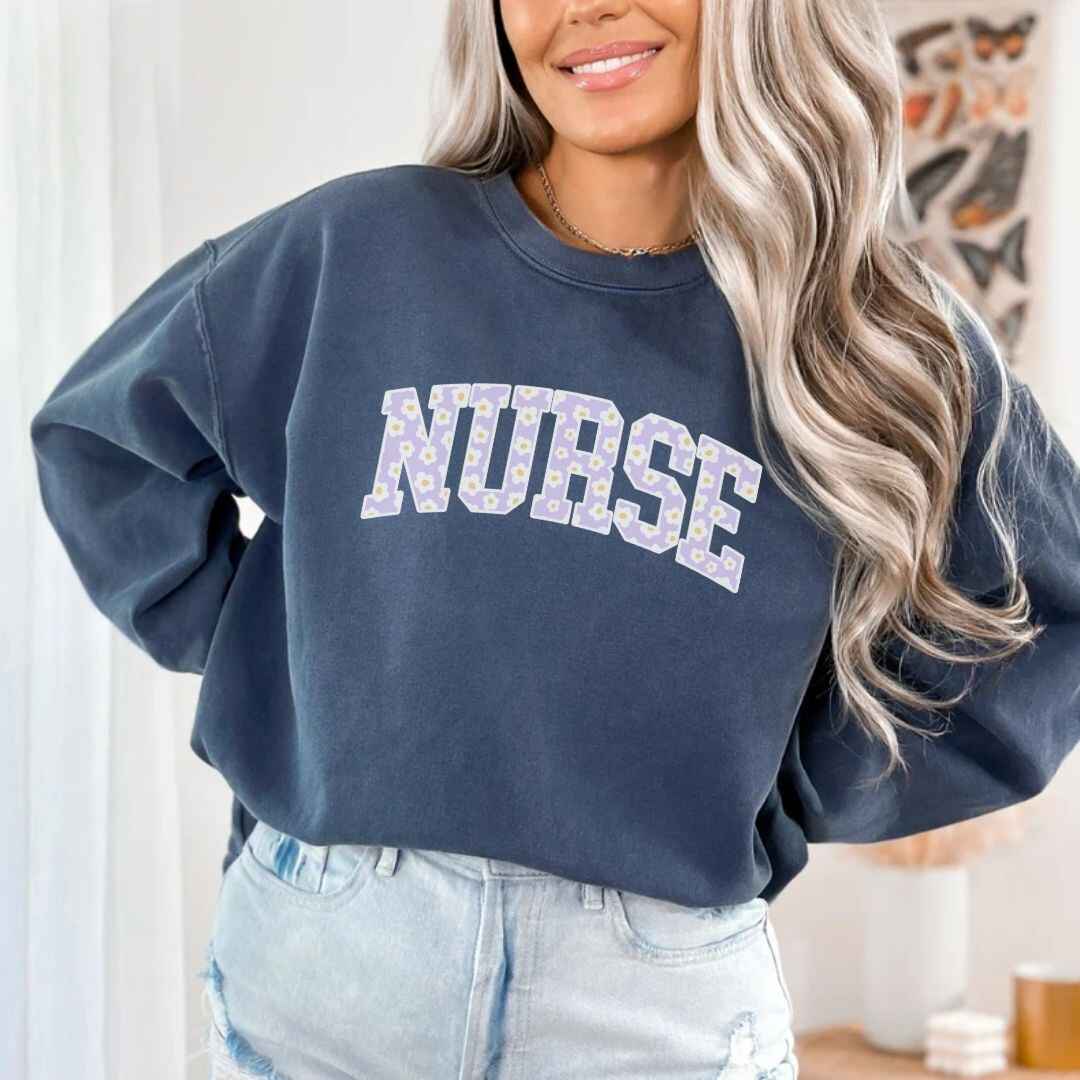 General Nurse Bright Floral College Sweatshirt