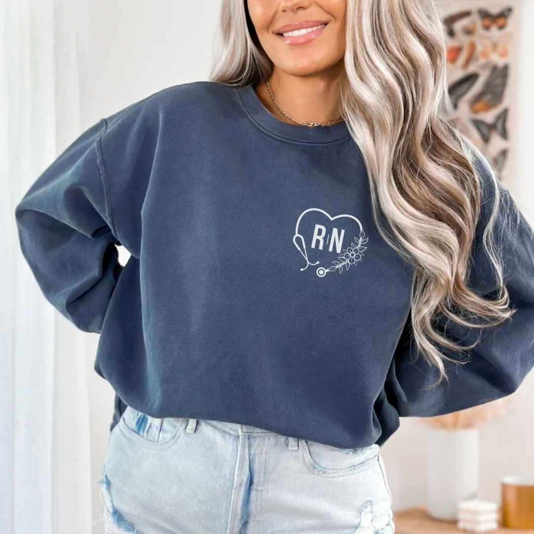 Registered Nurse Heart Stethoscope Pocket Design Sweatshirt