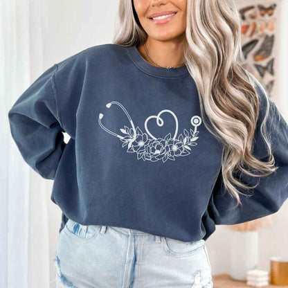 Floral Stethoscope Minimalist Sweatshirt