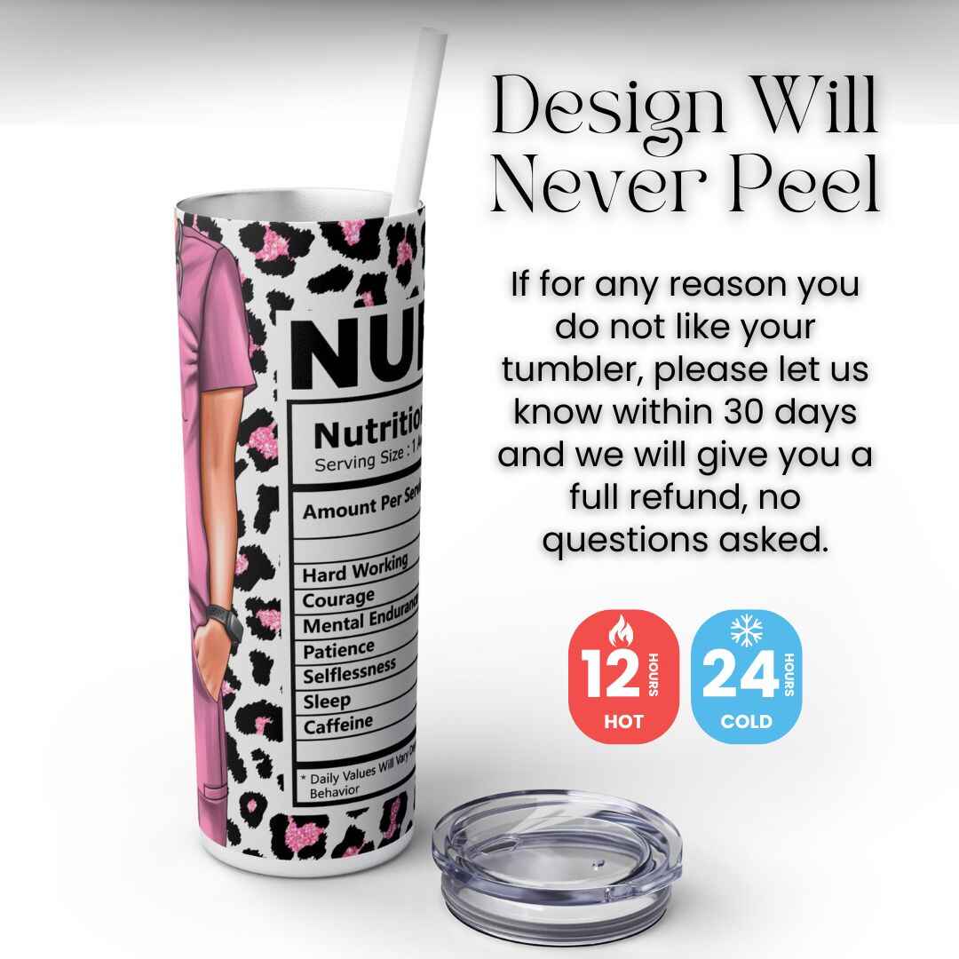 Pink Leopard Print Nutrition Facts 20oz Tumbler