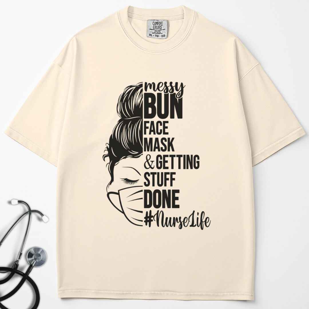 Messy Bun Half Face T-shirt