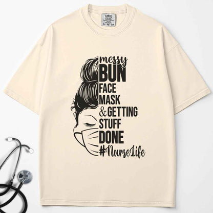 Messy Bun Half Face T-shirt