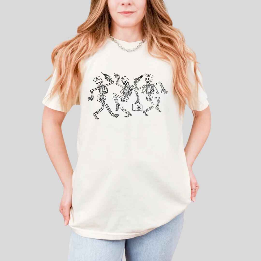 Dancing Skeletons Funny Nurse T-shirt