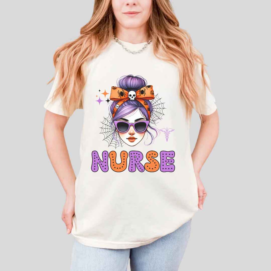 General Nurse Messy Hair Halloween T-shirt