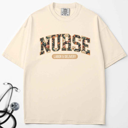 L&D Nurse Fall Floral College T-shirt