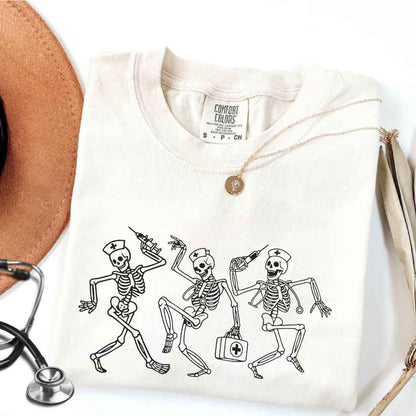 Dancing Skeletons Funny Nurse T-shirt