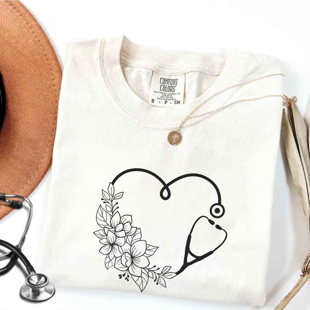 General Nurse Heart Stethoscope Minimal T-shirt